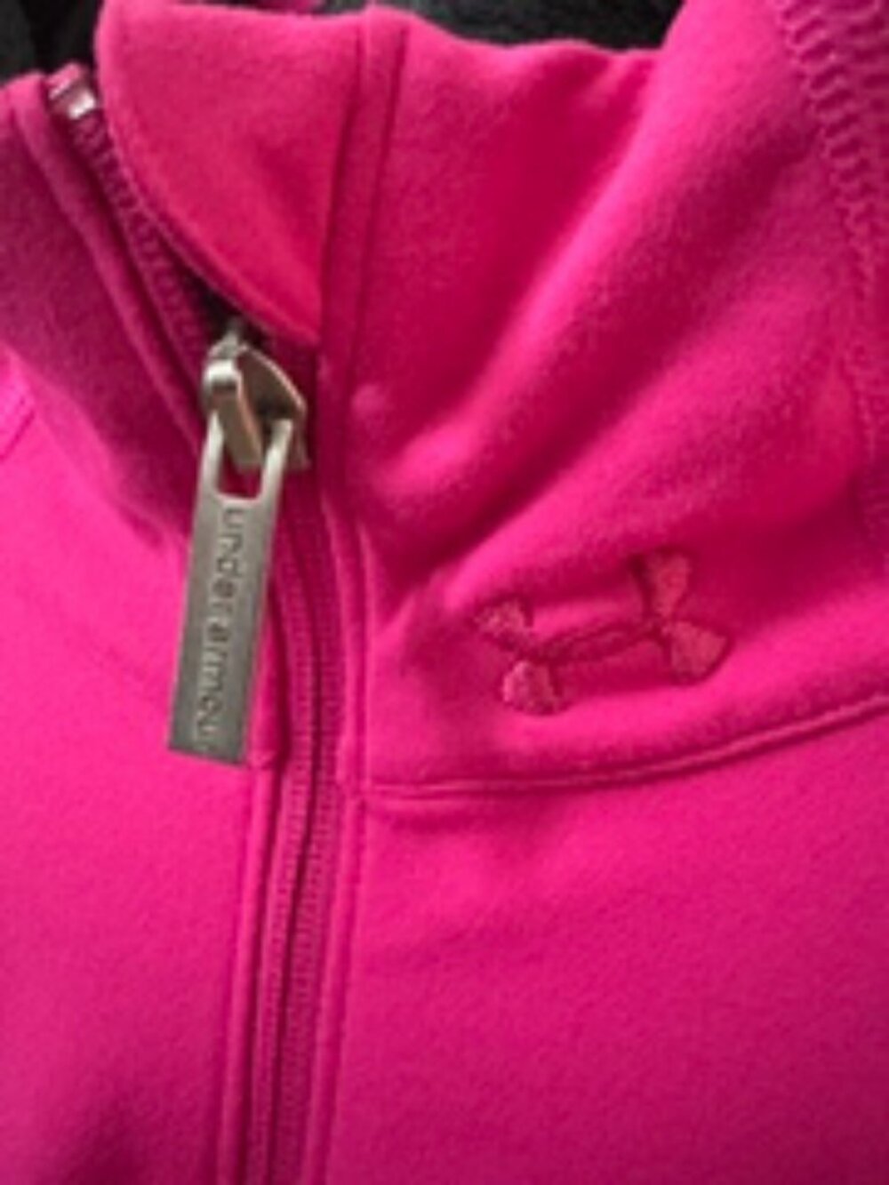 Under Armour Pink Full Zip Athleisure Jacket Thumb Holes Ruching Yoga Workout Sm - Picture 3 of 8